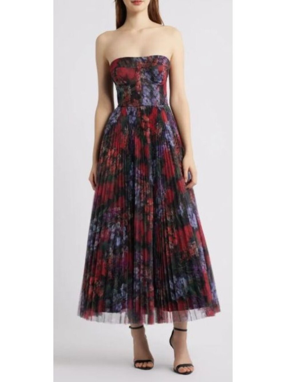 Hutch Alba Floral Strapless Mesh Maxi Corset Dress Gown Sz 10 NEW